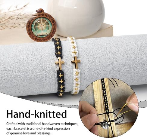 Christian Cross Bracelets Matching Couple Cross Friendship Bracelet Adjustable Braided Rope Jesus String Lucky Wristband for Women Men Easter Baptism in Kuwait