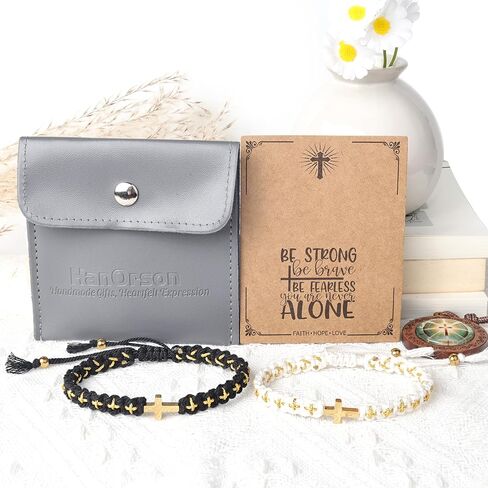 Christian Cross Bracelets Matching Couple Cross Friendship Bracelet Adjustable Braided Rope Jesus String Lucky Wristband for Women Men Easter Baptism in Kuwait