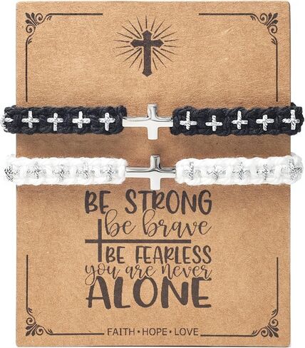 Christian Cross Bracelets Matching Couple Cross Friendship Bracelet Adjustable Braided Rope Jesus String Lucky Wristband for Women Men Easter Baptism in Kuwait