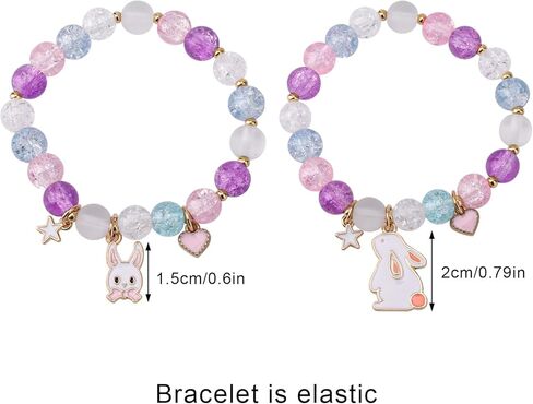 2pcs Easter Gifts, Adjustable Bunny Beaded Bracelet Easter Bracelets Elastic Bunny Bracelet Easter Basket Stuffers Cute Easter Jewelry Gifts for Women Friends Easter Jewelry in Saudi Arabia