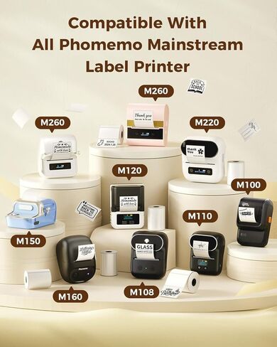Phomemo Labels M110-1380 Pcs 1.57"x1.18" (40mm x 30mm) Thermal Labels- for M110/M220/M100/M221/M250/M260 Label Printer,for Barcode/Address/Mailing/Logo/Business/Home, Black On White in Saudi Arabia