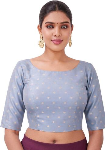 Indian Readymade Designer Soft Jacquard Silk Party Wear Bollywood Style Saree Choli Top Sari Blouse for Women in Kuwait