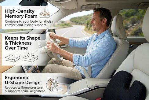 Premium Orthopedic Memory Foam Seat Cushion for Office Chair & Car Relieves Tailbone Back & Sciatica Pain Ergonomic Coccyx Pad for Long Sitting Comfort lab Relief‏ in Saudi Arabia