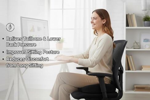 Premium Orthopedic Memory Foam Seat Cushion for Office Chair & Car Relieves Tailbone Back & Sciatica Pain Ergonomic Coccyx Pad for Long Sitting Comfort lab Relief‏ in Saudi Arabia