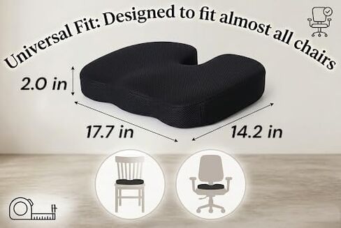 Premium Orthopedic Memory Foam Seat Cushion for Office Chair & Car Relieves Tailbone Back & Sciatica Pain Ergonomic Coccyx Pad for Long Sitting Comfort lab Relief‏ in Saudi Arabia