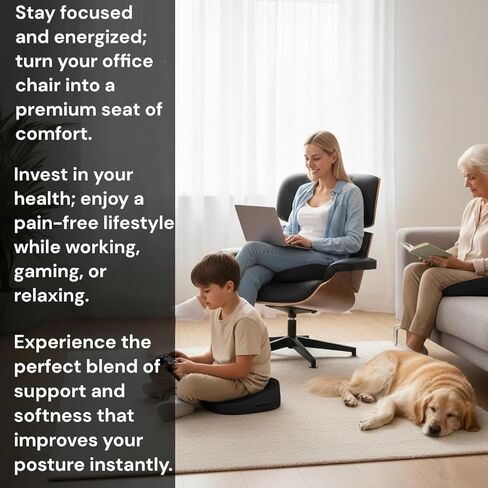 Premium Orthopedic Memory Foam Seat Cushion for Office Chair & Car Relieves Tailbone Back & Sciatica Pain Ergonomic Coccyx Pad for Long Sitting Comfort lab Relief‏ in Saudi Arabia