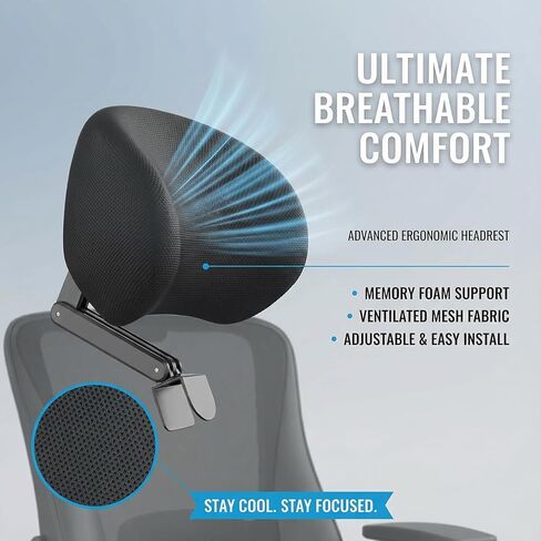 1 Pack Headrest Pillow, Office Chair Headrest Attachment, Neck Support for Office Chair, Back Cushion for Desk Chair for Ergonomic Comfort (Black) in Kuwait