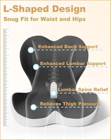 وسادة مقعد داعمة لمنطقة أسفل الظهر، وسادة مريحة من الإسفنج الذكي لتخفيف آلام عرق النسا والورك وعظم الذيل - كرسي مكتب، مقعد سيارة، كرسي ألعاب لساعات طويلة من الجلوس والسائقين in Kuwait