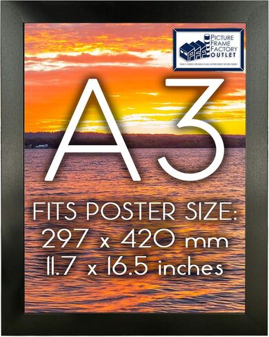 PFFO A3 Frame for Poster or Print, Modern Black Picture Frame, 11.7 x 16.5 Inches (297 x 420 mm) in Kuwait