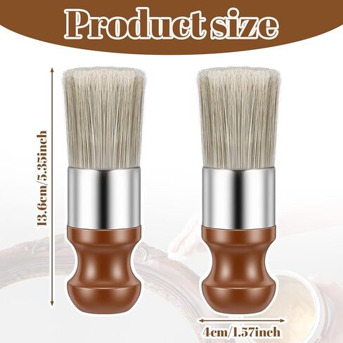 2PCS Leather Brush for Furniture Salve, Wood Horse Hair Shoe Boot Polish Care Brushes, Premium Wax Brushing Tool with Comfortable Handle for Home Leather Cleaning and Car Interior Seat Detailing in Saudi Arabia
