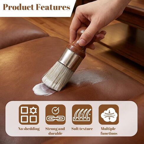 2PCS Leather Brush for Furniture Salve, Wood Horse Hair Shoe Boot Polish Care Brushes, Premium Wax Brushing Tool with Comfortable Handle for Home Leather Cleaning and Car Interior Seat Detailing in Saudi Arabia