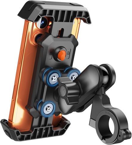 Motorcycle Phone Mount with Vibration Dampener & Security Lock, 720° Adjustable Bike Phone Holder Handlebar, Anti-Theft Motorcycle Phone Holder for iPhone 17/16/15/14/13 Series, 4.5-6.8" Phones in Kuwait