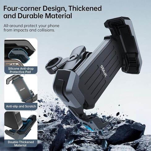 Motorcycle Phone Mount with Vibration Dampener & Security Lock, 720° Adjustable Bike Phone Holder Handlebar, Anti-Theft Motorcycle Phone Holder for iPhone 17/16/15/14/13 Series, 4.5-6.8" Phones in Kuwait