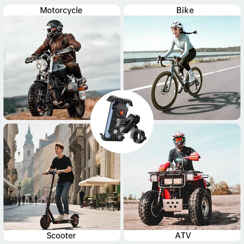 Motorcycle Phone Mount with Vibration Dampener & Security Lock, 720° Adjustable Bike Phone Holder Handlebar, Anti-Theft Motorcycle Phone Holder for iPhone 17/16/15/14/13 Series, 4.5-6.8" Phones in Kuwait