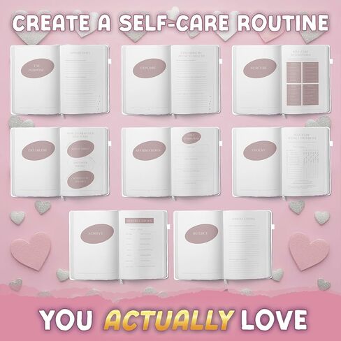 مخطط الرعاية الذاتية للنساء - مجلة العافية واليقظة مع المطالبات الإرشادية، وتمارين الحب الذاتي والامتنان - دفتر ملاحظات يومي للانعكاس وتحديد الأهداف - غلاف فني جمالي A5 (أبيض) in Kuwait