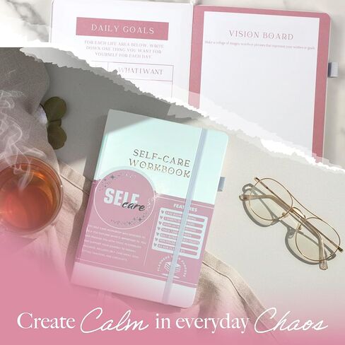 مخطط الرعاية الذاتية للنساء - مجلة العافية واليقظة مع المطالبات الإرشادية، وتمارين الحب الذاتي والامتنان - دفتر ملاحظات يومي للانعكاس وتحديد الأهداف - غلاف فني جمالي A5 (أبيض) in Kuwait