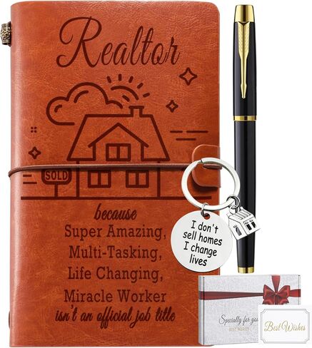 Realtor Gifts, Leather Journal Notebook Gifts for Real Estate Agent Realtors Women Men, Closing Gift for Realtors, Thank You Gift for Realtor, Salesman, Boss, Coworkers, Employees in Saudi Arabia