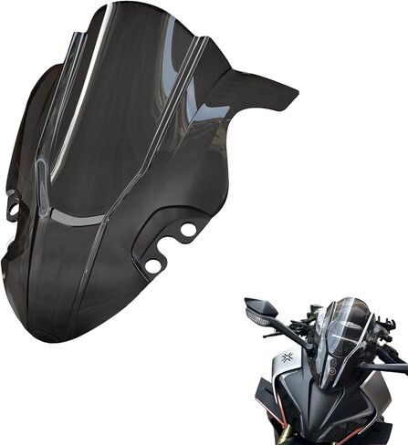 Motorcycle Windshield Visor, 16.7'' Wave Windscreen, Wind Splitter Compatible with CFMOTO 450SS 450SR Wind Deflectors Protection,Double Bubble Wind Screen (Grey) in Saudi Arabia