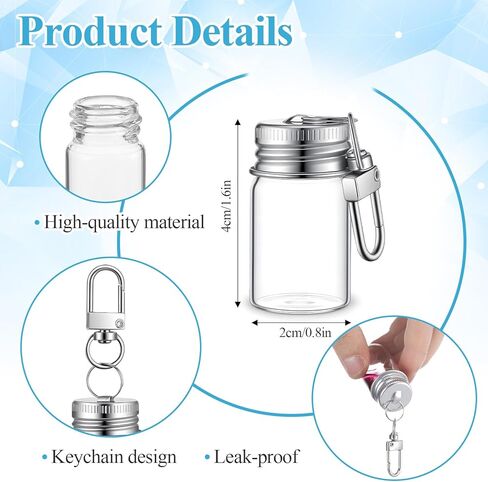 30 PCS Keychain Seasoning Bottles, 7ml Tiny Glass Bottles with Aluminum Lid Glass Wishing Bottle Empty Tiny Glasses Jars Mini Message Glasses Bottle for DIY Wedding Favors Home Crafts Travel Gifts in Saudi Arabia