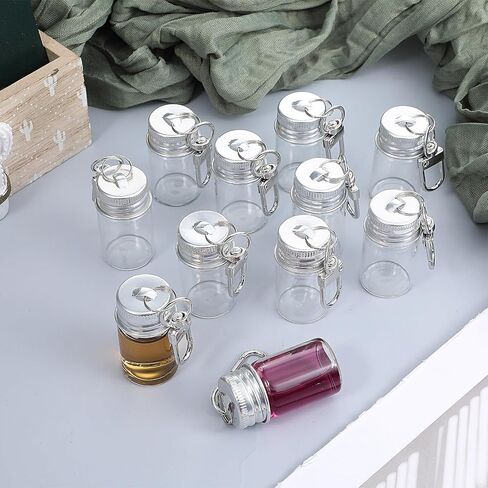 30 PCS Keychain Seasoning Bottles, 7ml Tiny Glass Bottles with Aluminum Lid Glass Wishing Bottle Empty Tiny Glasses Jars Mini Message Glasses Bottle for DIY Wedding Favors Home Crafts Travel Gifts in Saudi Arabia