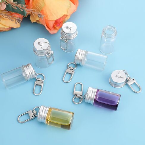 30 PCS Keychain Seasoning Bottles, 7ml Tiny Glass Bottles with Aluminum Lid Glass Wishing Bottle Empty Tiny Glasses Jars Mini Message Glasses Bottle for DIY Wedding Favors Home Crafts Travel Gifts in Saudi Arabia