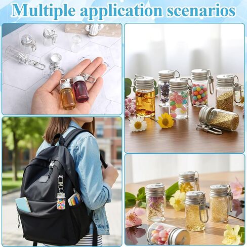 30 PCS Keychain Seasoning Bottles, 7ml Tiny Glass Bottles with Aluminum Lid Glass Wishing Bottle Empty Tiny Glasses Jars Mini Message Glasses Bottle for DIY Wedding Favors Home Crafts Travel Gifts in Saudi Arabia