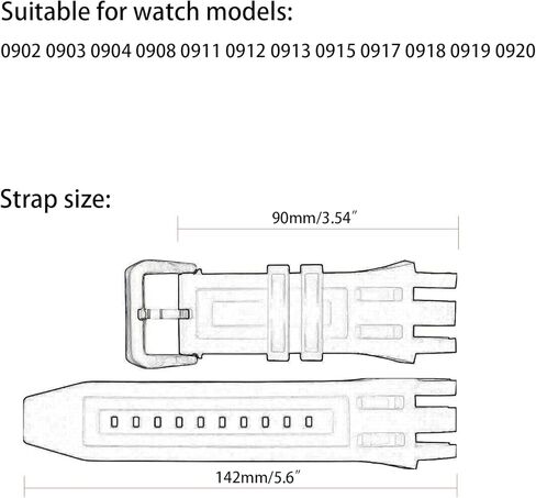 Men's Rubber Strap Compatible for Invicta Reserve Subaqua Scuba 0913 0915 0917 0918 Ladies outdoor work waterproof silicone watch band wrist strap buckle (Black Band Silver Buckle) in Saudi Arabia