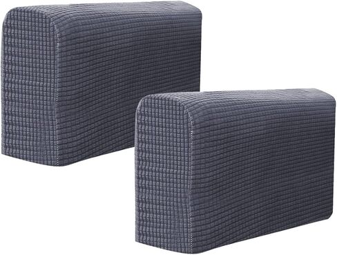 2 Pcs Couch Arm Covers Polyester Anti- Slip Armchair Cover for Chairs Sofa Stretch Furniture Protector Washable Dark Grey in Saudi Arabia