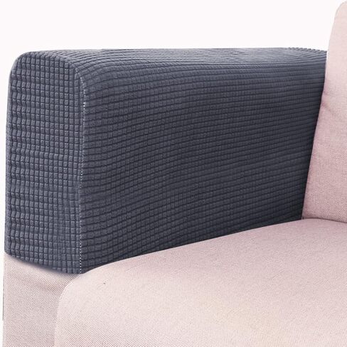 2 Pcs Couch Arm Covers Polyester Anti- Slip Armchair Cover for Chairs Sofa Stretch Furniture Protector Washable Dark Grey in Saudi Arabia