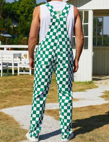 Overalls for Men Checkered Jumpsuits Stretchy Rompers Work Bibs Coveralls Plaid Overol Para Hombre in Saudi Arabia