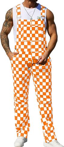 Overalls for Men Checkered Jumpsuits Stretchy Rompers Work Bibs Coveralls Plaid Overol Para Hombre in Saudi Arabia