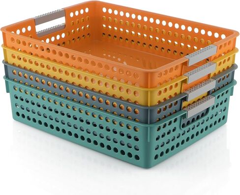 Skelang Multicolor Storage Basket, Classroom Organization, A4 Paper Trays Holder, Storage for Classroom Toy, Crayons, Handicrafts, Files, 4 Pcs in Saudi Arabia