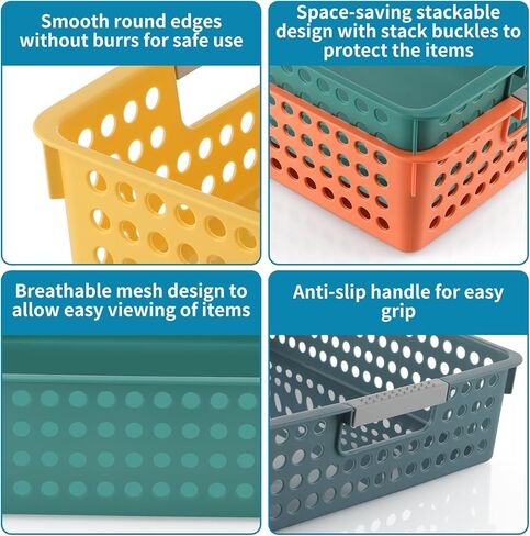 Skelang Multicolor Storage Basket, Classroom Organization, A4 Paper Trays Holder, Storage for Classroom Toy, Crayons, Handicrafts, Files, 4 Pcs in Saudi Arabia