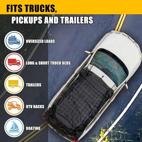 طقم شبكة شحن لسرير شاحنة Tranqun مقاس 4 × 6 بوصة قابلة للتمدد حتى 8 × 12 بوصة، مع غطاء قماش مقاوم للماء قابل للإزالة مقاس 6 × 10 بوصة - مجموعة كاملة لتأمين حمولة شاحنة الالتقاط مع شبكة وقماش القنب و12 حلقة على شكل حرف D وخطاف وحبل بطول 16 بوصة in Kuwait