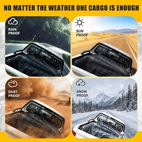 طقم شبكة شحن لسرير شاحنة Tranqun مقاس 4 × 6 بوصة قابلة للتمدد حتى 8 × 12 بوصة، مع غطاء قماش مقاوم للماء قابل للإزالة مقاس 6 × 10 بوصة - مجموعة كاملة لتأمين حمولة شاحنة الالتقاط مع شبكة وقماش القنب و12 حلقة على شكل حرف D وخطاف وحبل بطول 16 بوصة in Kuwait