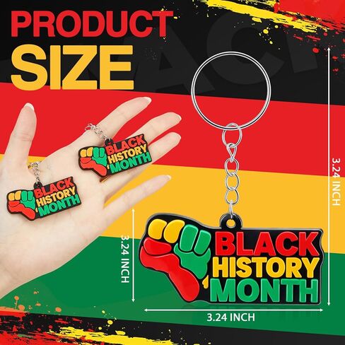 Nosiny 60 Pcs Black History Month Silicone Keychain Black History Month Key Ring Gift Decorations Juneteenth Souvenir for Party Favors Men Women Backpacks Supplies in Saudi Arabia