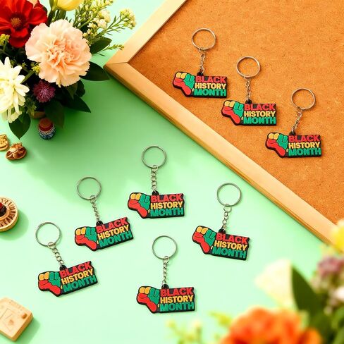 Nosiny 60 Pcs Black History Month Silicone Keychain Black History Month Key Ring Gift Decorations Juneteenth Souvenir for Party Favors Men Women Backpacks Supplies in Saudi Arabia