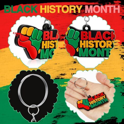 Nosiny 60 Pcs Black History Month Silicone Keychain Black History Month Key Ring Gift Decorations Juneteenth Souvenir for Party Favors Men Women Backpacks Supplies in Saudi Arabia