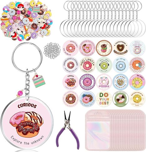 151Pcs Keychain Blanks Kit, DIY Keychain Making Kit With Clear Acrylic Blanks, Key Rings, Keychains Making Supplies in Saudi Arabia