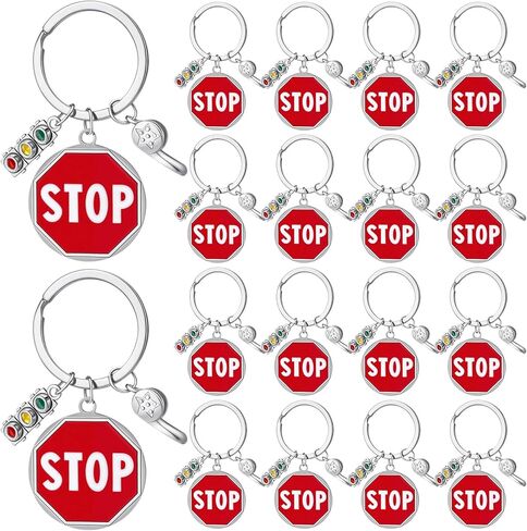 Jetec 24 Pcs Crossing Guard Gifts for Women Men Crossing Guard Appreciation Gifts Security Keychains Bulk Crosswalk Traffic Light Stainless Steel Keychain in Saudi Arabia