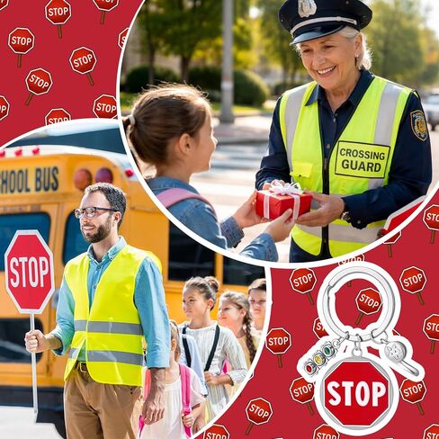 Jetec 24 Pcs Crossing Guard Gifts for Women Men Crossing Guard Appreciation Gifts Security Keychains Bulk Crosswalk Traffic Light Stainless Steel Keychain in Saudi Arabia