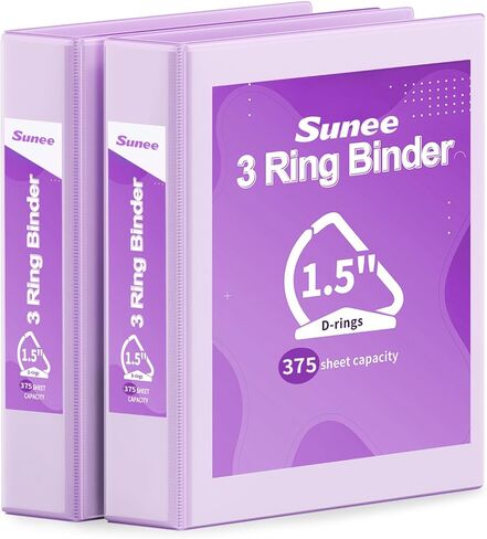 SUNEE 3 Ring Binder, 1 Inch D Ring, Clear View PVC-Free (Fit 8.5x11 Inches), Pink, 1 Pack in Kuwait