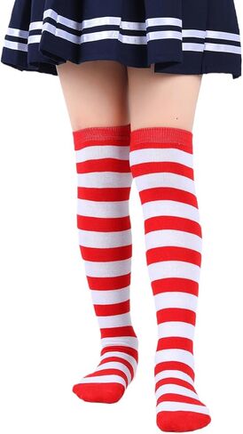 CHIDRA 6-12 Years Girls Kids Striped Solid Colored Thigh High Socks Over Knee Thigh Socks Knee-High Warm Stocking Leg Warmer in Saudi Arabia