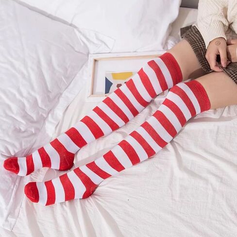 CHIDRA 6-12 Years Girls Kids Striped Solid Colored Thigh High Socks Over Knee Thigh Socks Knee-High Warm Stocking Leg Warmer in Saudi Arabia