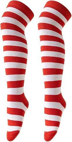 CHIDRA 6-12 Years Girls Kids Striped Solid Colored Thigh High Socks Over Knee Thigh Socks Knee-High Warm Stocking Leg Warmer in Saudi Arabia