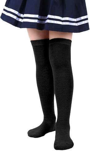 CHIDRA 6-12 Years Girls Kids Striped Solid Colored Thigh High Socks Over Knee Thigh Socks Knee-High Warm Stocking Leg Warmer in Saudi Arabia