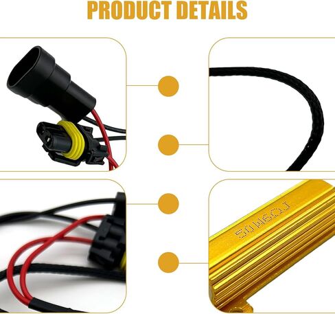قطعتان من وحدة فك ترميز لمبة إضاءة السيارة LED، مقاومة تحميل 9005/9006 50 وات، لمبة أمامية مضادة للوميض، وحدة فك ترميز خطأ الوميض، محول تسخير لمبة إضاءة السيارة، عالمية لمعظم السيارات in Kuwait