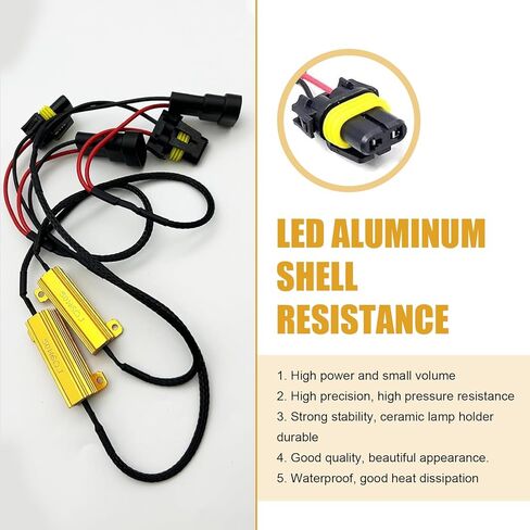 قطعتان من وحدة فك ترميز لمبة إضاءة السيارة LED، مقاومة تحميل 9005/9006 50 وات، لمبة أمامية مضادة للوميض، وحدة فك ترميز خطأ الوميض، محول تسخير لمبة إضاءة السيارة، عالمية لمعظم السيارات in Kuwait