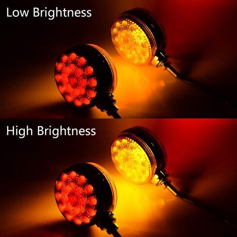 2pc 4" Round Double Face Single Stud Mount Red/Amber 42-LED Fender Reflective Stop Turn Signal Lights w/Chrome ABS Housing Sealed Compatible with Kenworth Peterbilt Freightliner Western Star Volvo in Saudi Arabia