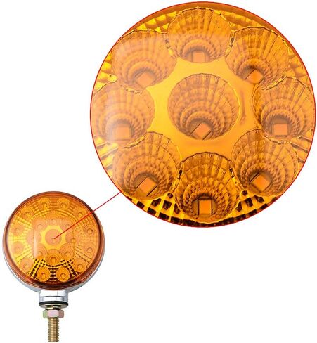 2pc 4" Round Double Face Single Stud Mount Red/Amber 42-LED Fender Reflective Stop Turn Signal Lights w/Chrome ABS Housing Sealed Compatible with Kenworth Peterbilt Freightliner Western Star Volvo in Saudi Arabia